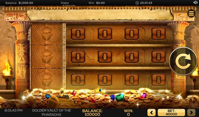 The Golden Vault of the Pharaohs :: Main Game Board