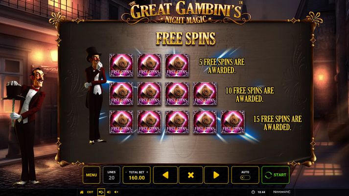 The Great Gambini's Night Magic :: Free Spins Rules