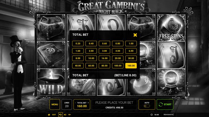 The Great Gambini's Night Magic :: Available Betting Options