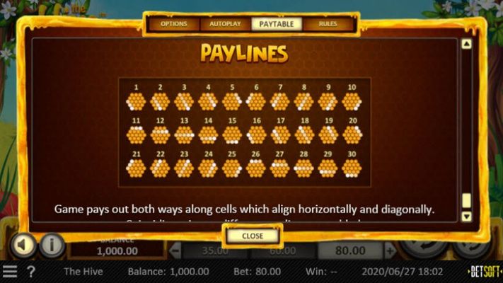 Paylines 1-30