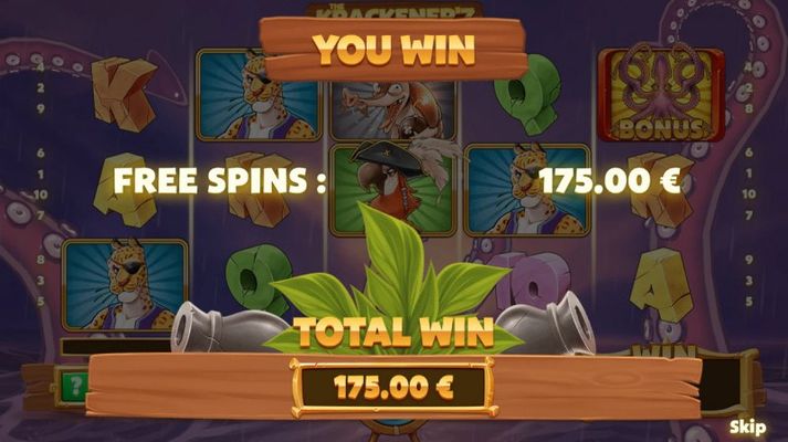 Total free spins payout