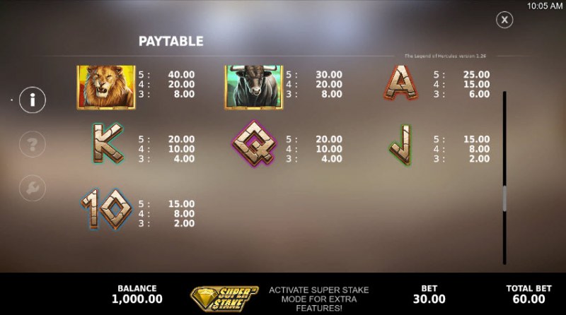 Paytable - Low Value Symbols