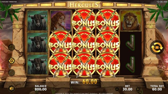 The Legend of Hercules :: Scatter symbols triggers the free spins feature