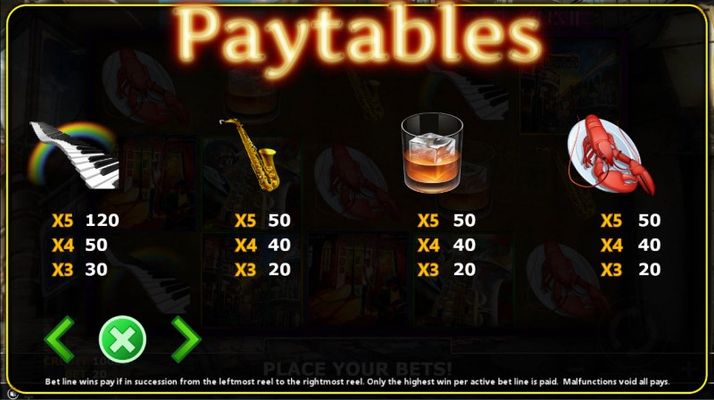 Paytable - Low Value Symbols