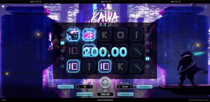 The Neon Samurai Kawa :: A three of a kind win