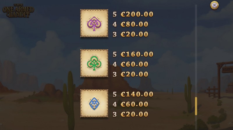 Paytable - Low Value Symbols