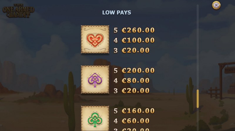 Paytable - Low Value Symbols