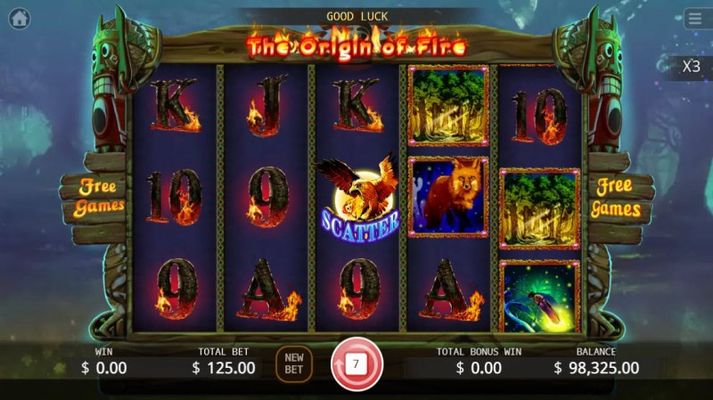 The Origin of Fire :: Free Spins Game Board