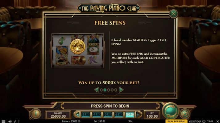 The Paying Piano Club :: Free Spin Feature Rules