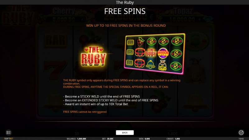 The Ruby :: Free Spins Rules