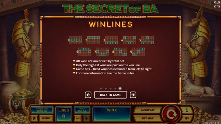 The Secret of Ba :: Paylines 1-9