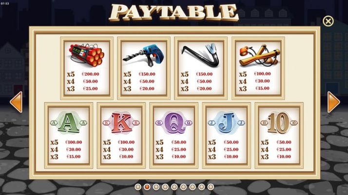 Paytable - Low Value Symbols