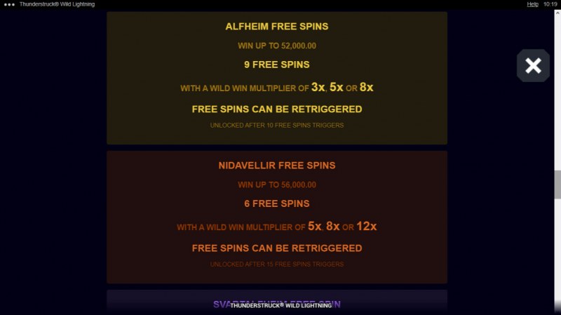 Thunderstruck Wild Lightning :: Free Spin Feature Rules