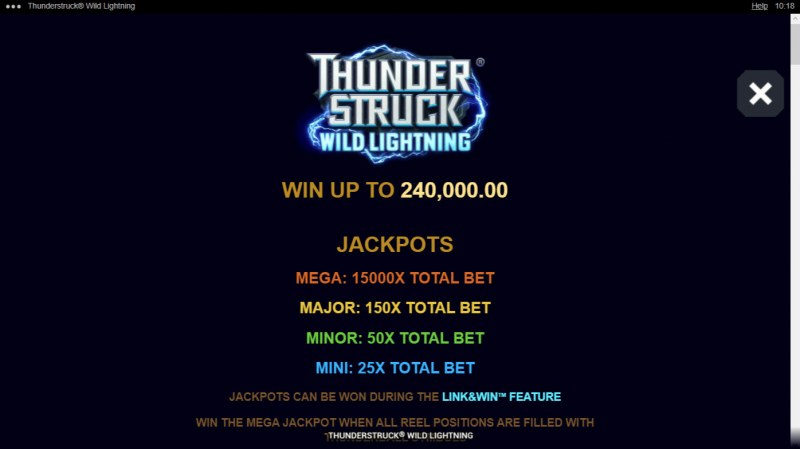 Thunderstruck Wild Lightning :: Jackpot Rules