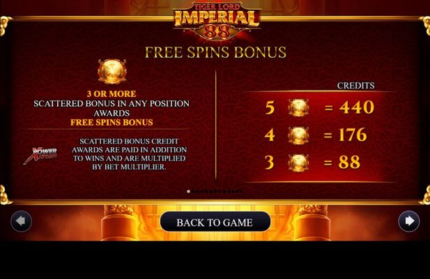 Tiger Lord Imperial 88 :: Free Spin Feature Rules