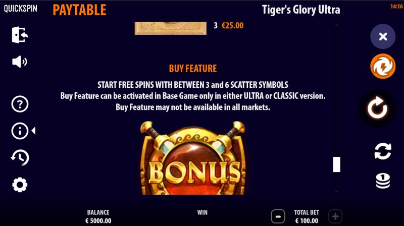 Tiger's Glory Ultra :: Buy Feature