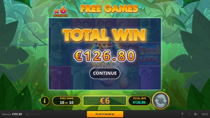 Total free spins payout