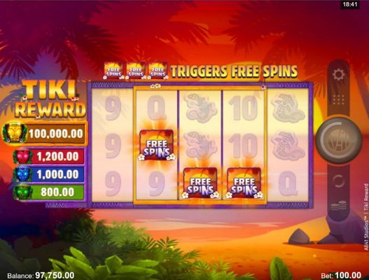 Scatter symbols triggers the free spins bonus feature