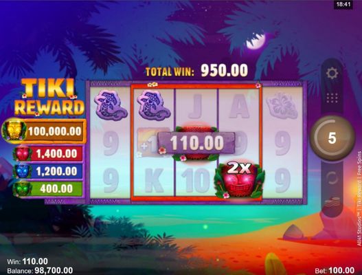 Tiki Reward :: A four of a kind win
