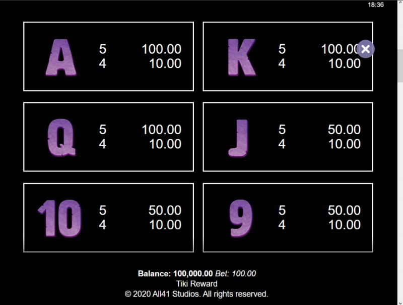 Paytable - Low Value Symbols