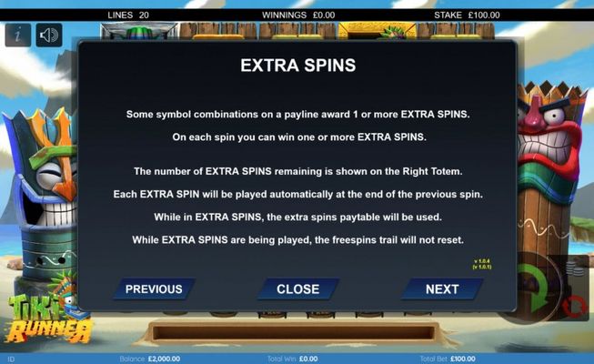 Tiki Runner :: Extra Spins Rules