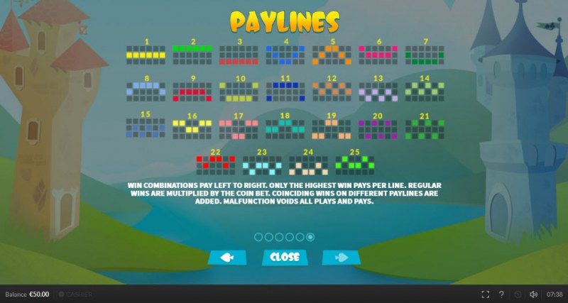 Paylines 1-25