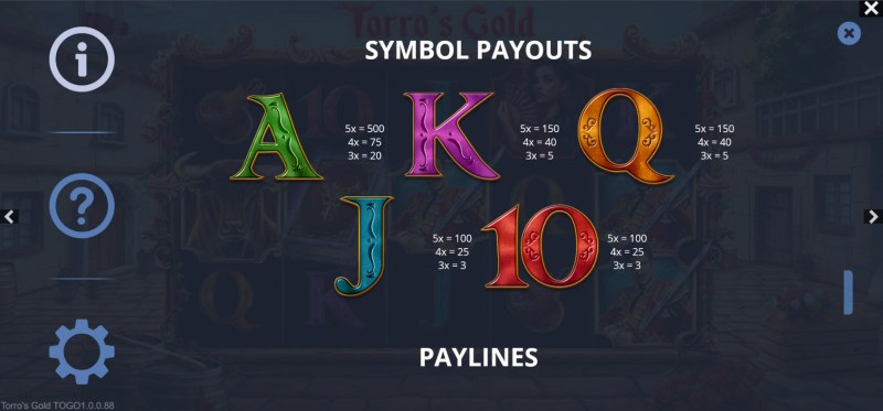 Paytable - Low Value Symbols