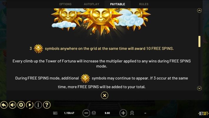 Tower of Fortuna :: Free Spin Feature Rules
