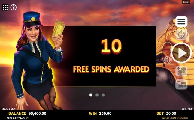 10 free spins awarded