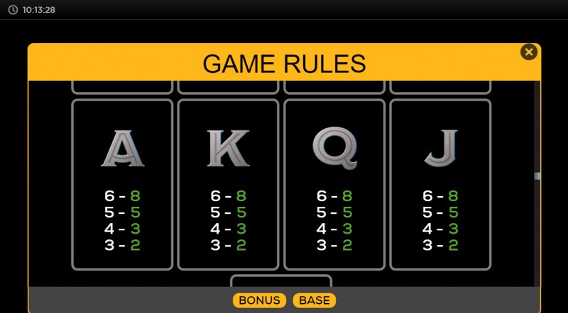 Paytable - Low Value Symbols