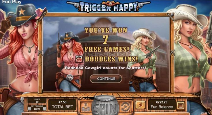 7 free spins awarded