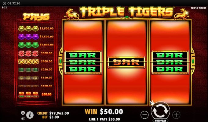 Triple Tigers :: Any three BAR symbols wins