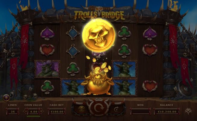 Trolls Bridge 2 :: Bonus Cauldron landing on reel 5 triggers feature