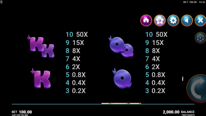 Paytable - Low Value Symbols