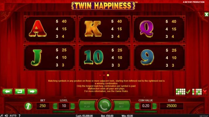 Twin Happiness :: Paytable - Low Value Symbols
