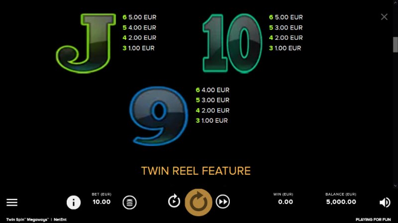 Paytable - Low Value Symbols