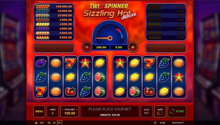 Twin Spinner Sizzling Hot Deluxe :: Base Game Screen