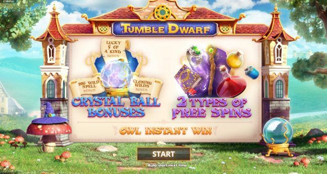 Game features include: Crystal Ball Bonuses, Owl Instant Win and 2 Types of Free Spins.