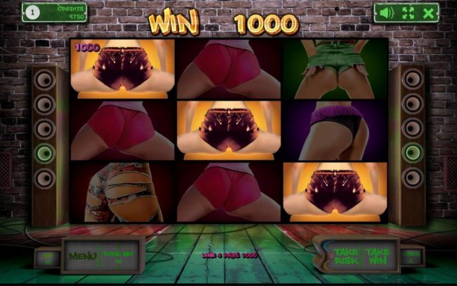 A winning Three of a Kind triggers a 1000 coin payout.