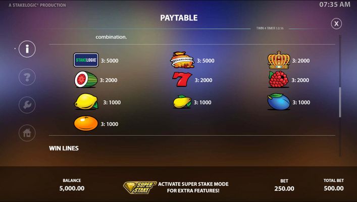 Paytable