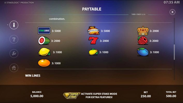 Paytable