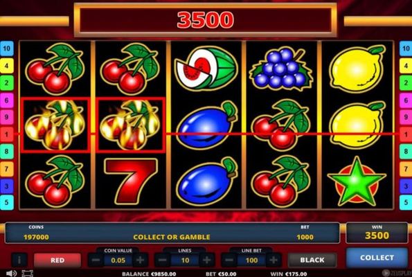 A 3500 coin jackpot triggered by multiple winning paylines.