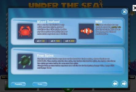 Mixed Seafood, Wild and Free Spins Symbol game rules