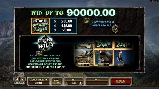 Win up to 90000.00. Wild symbol pays and rules