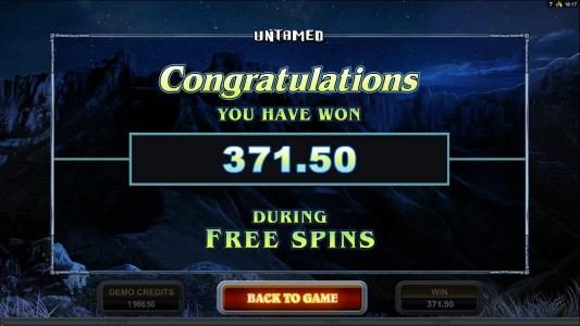 The free spins feature pays out a total of $371
