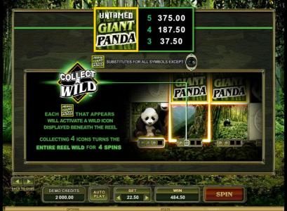 each wild symbol that appears will activate a wild icon displayed beneath the reel. collecting 4 icons turns the entire reel wild for 4 spins