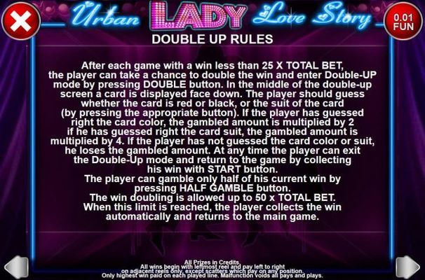 Double Up Gamble Feature Rules