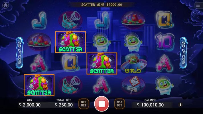 UFO :: Scatter symbols triggers the free spins feature