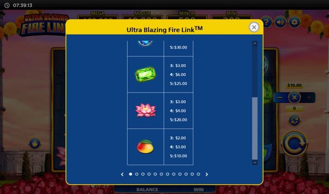 Ultra Blazing Fire Link :: Paytable - Medium Value Symbols
