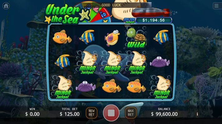 Under the Sea :: Matching three or more jackpot symbols on an active payline triggers corresponding jackpot